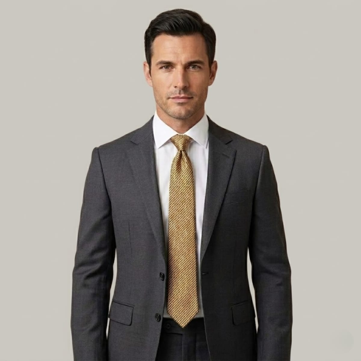 Men's Yellow Geometric Tie | Dai_2