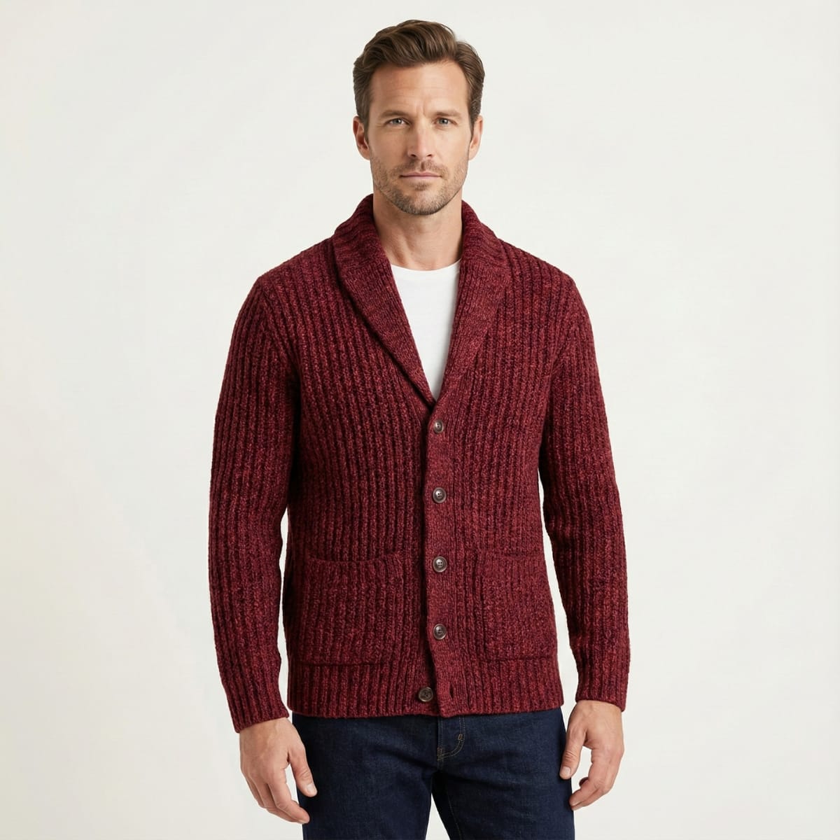 Men's Ribbed Shawl Collar Cardigan | Ollie_2