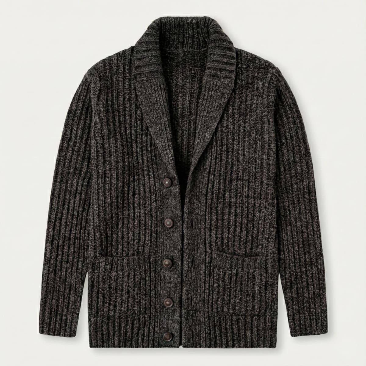 Men's Ribbed Shawl Collar Cardigan | Ollie_9