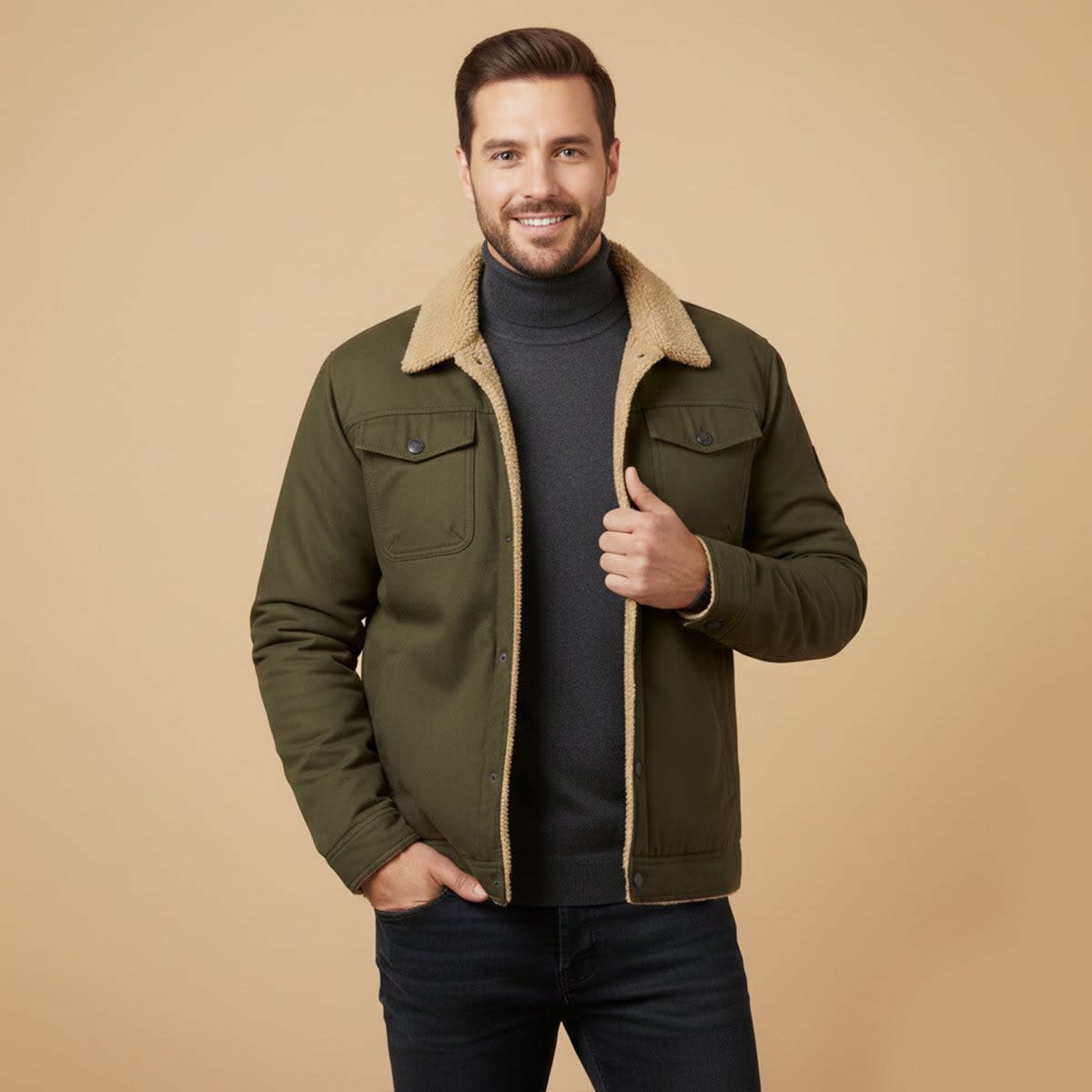 Men's Fleece Lined Cotton Jacket | Malachy_12