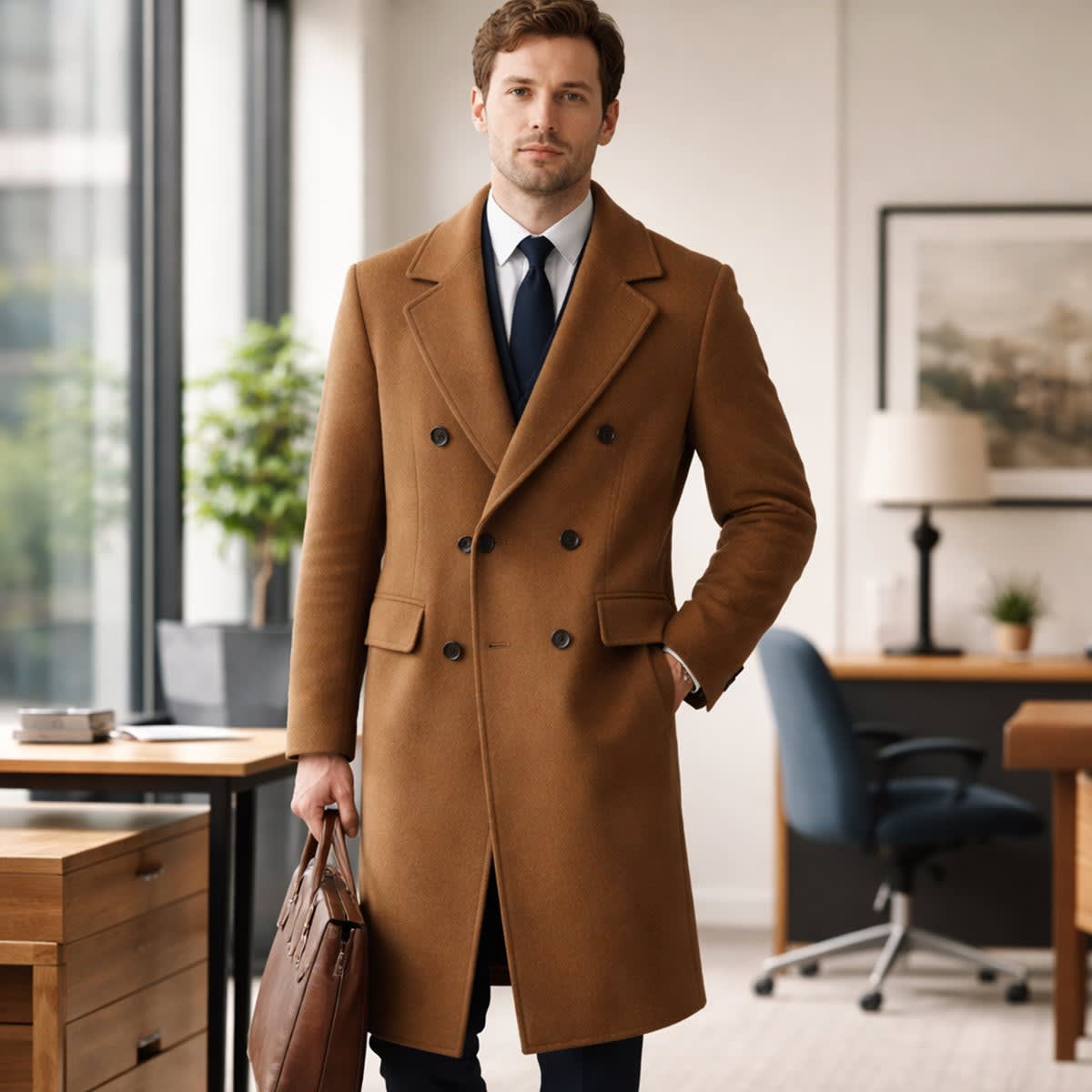 Men's Double Breasted Long Coat | Llewelyn_7