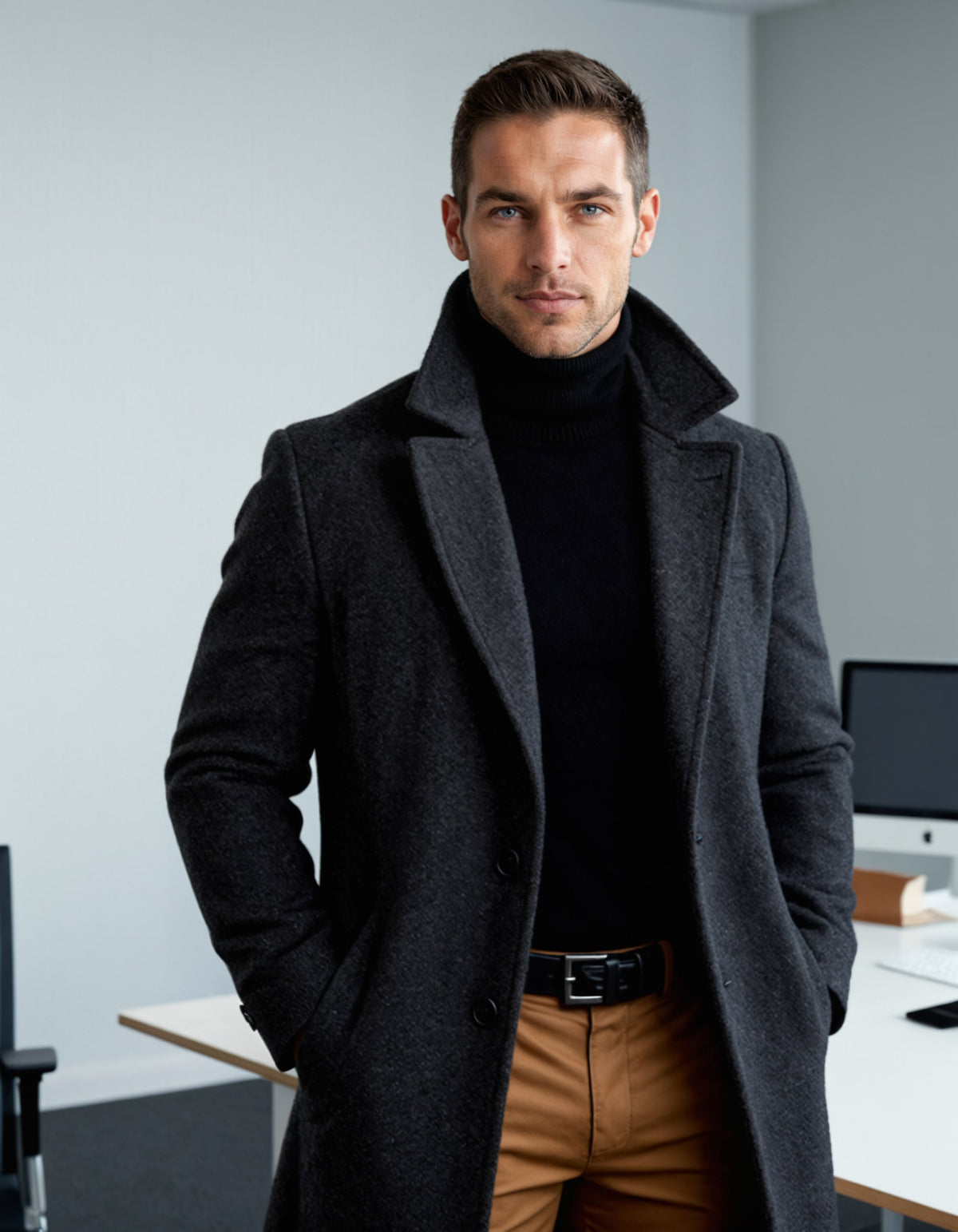 Men's Cotton Blend Longline Coat | Leigh_8