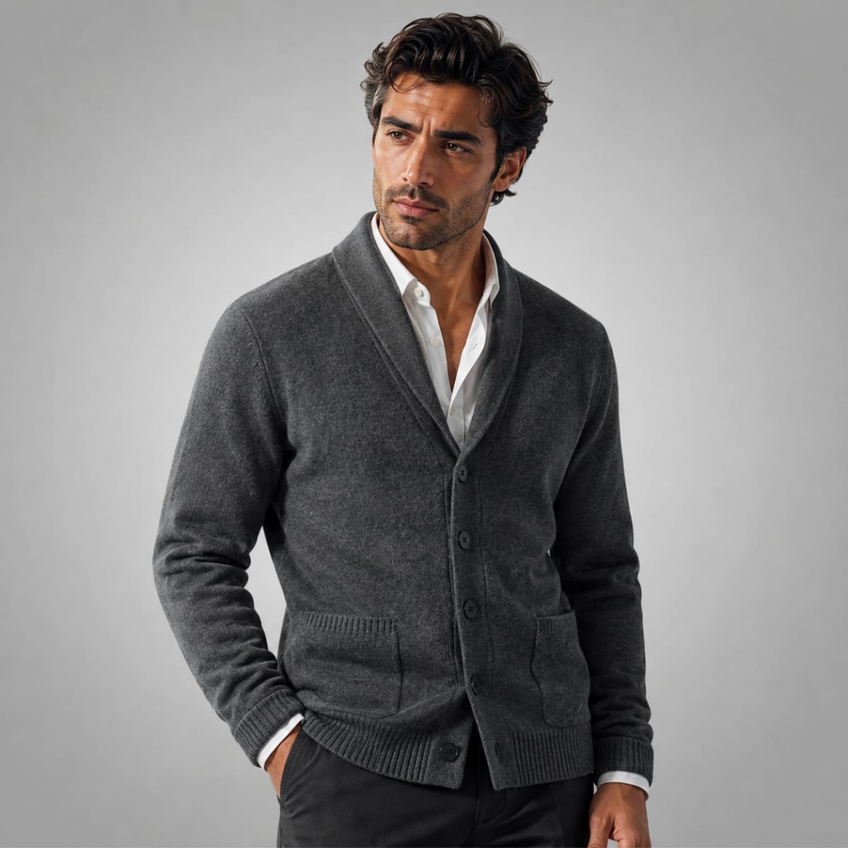 Men's Cashmere Shawl Collar Cardigan | Lucian_2