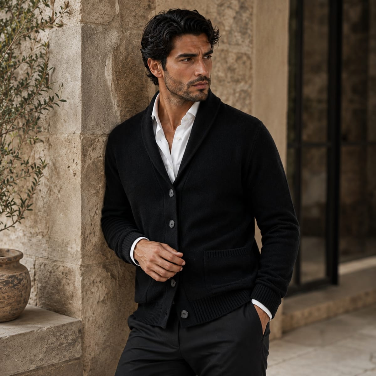 Men's Cashmere Shawl Collar Cardigan | Lucian_8