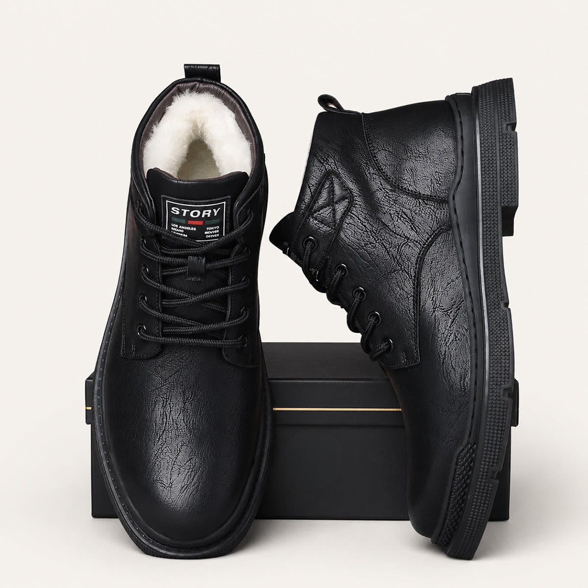 Men's Leather Lace Up Ankle Boots | Meical_8