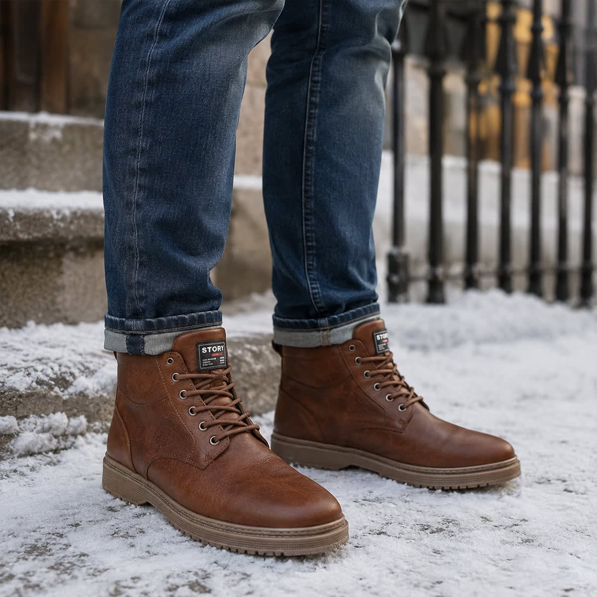 Men's Leather Lace Up Ankle Boots | Meical_9