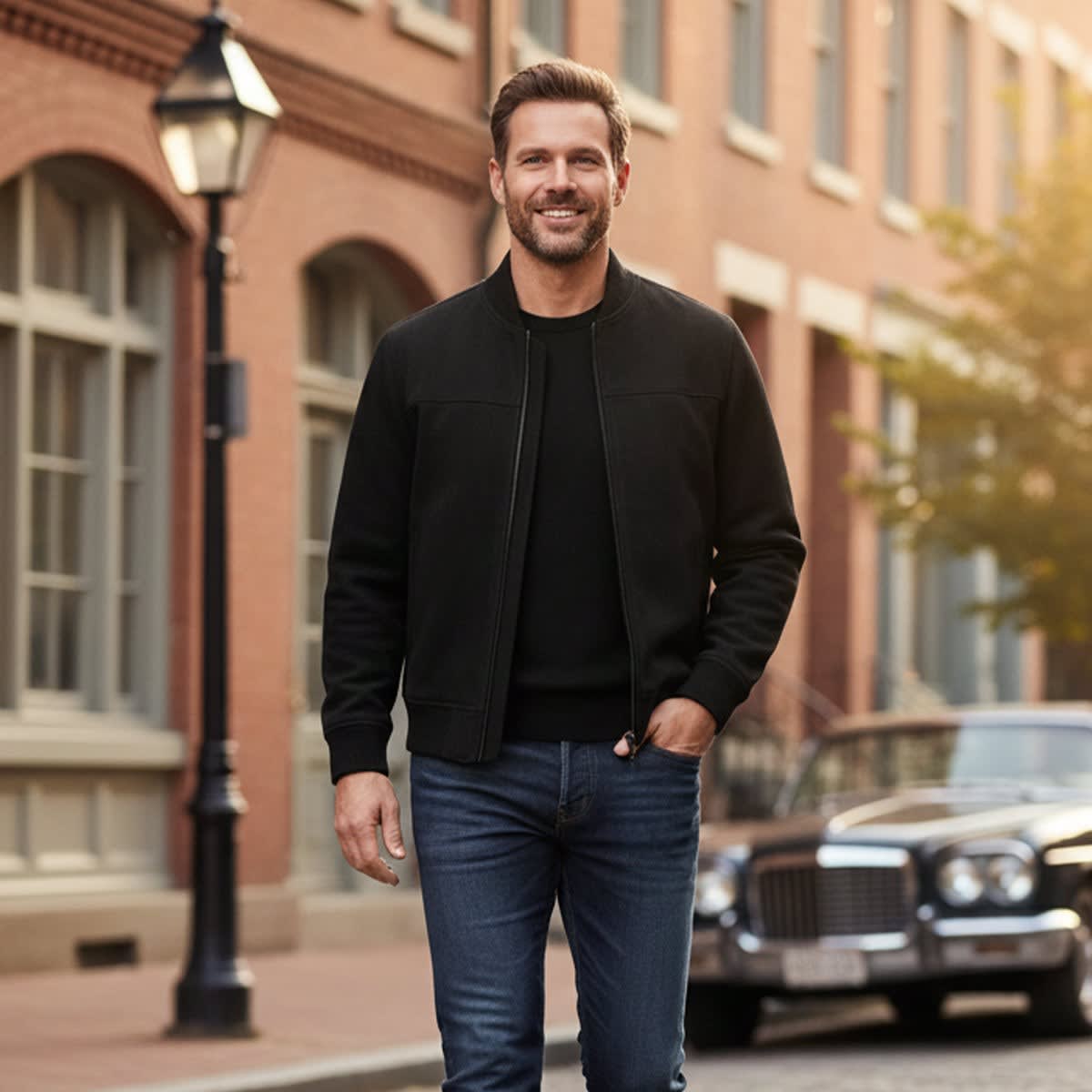 Men's Faux Suede Bomber Jacket | Lewis_10