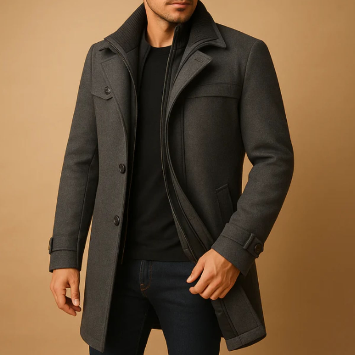 Men's Insulated High Collar Winter Coat | Mervyn_4