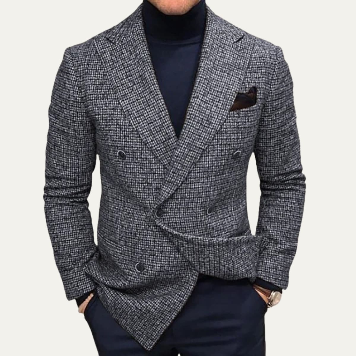 Men's Wool Blend Houndstooth Blazer | Cormac_2