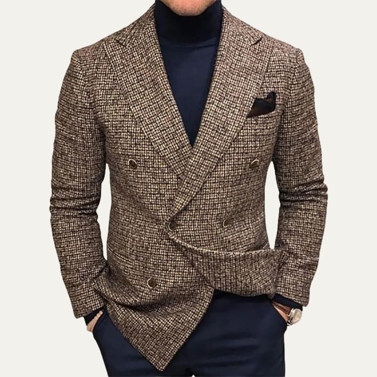 Men's Wool Blend Houndstooth Blazer | Cormac_8