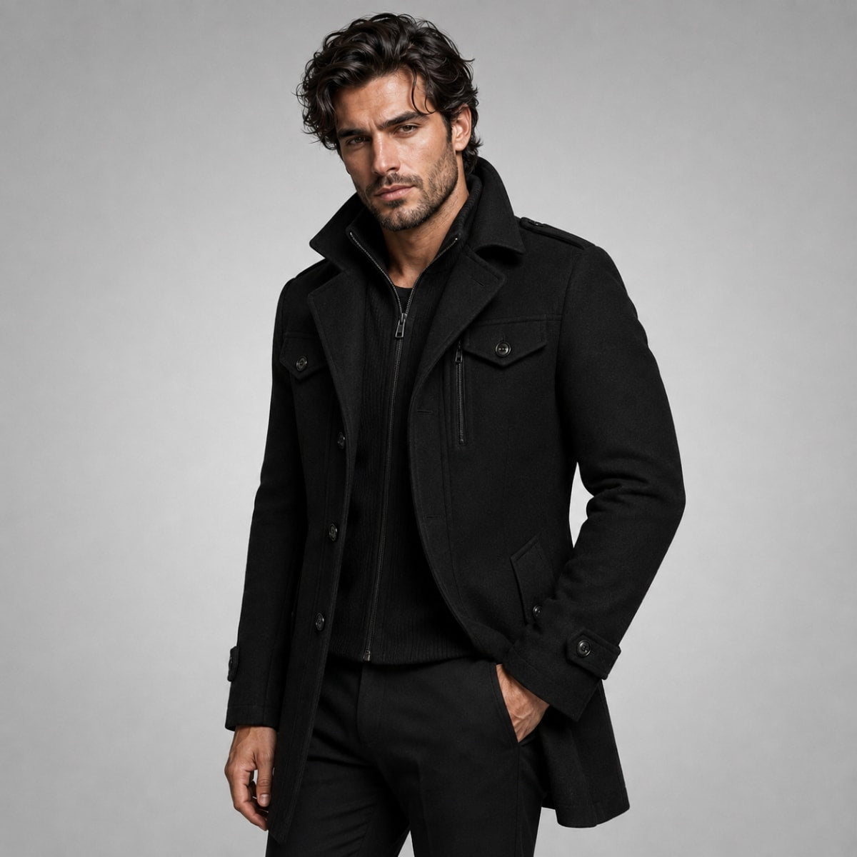 Men's Double Collar Winter Coat | Lennox_2
