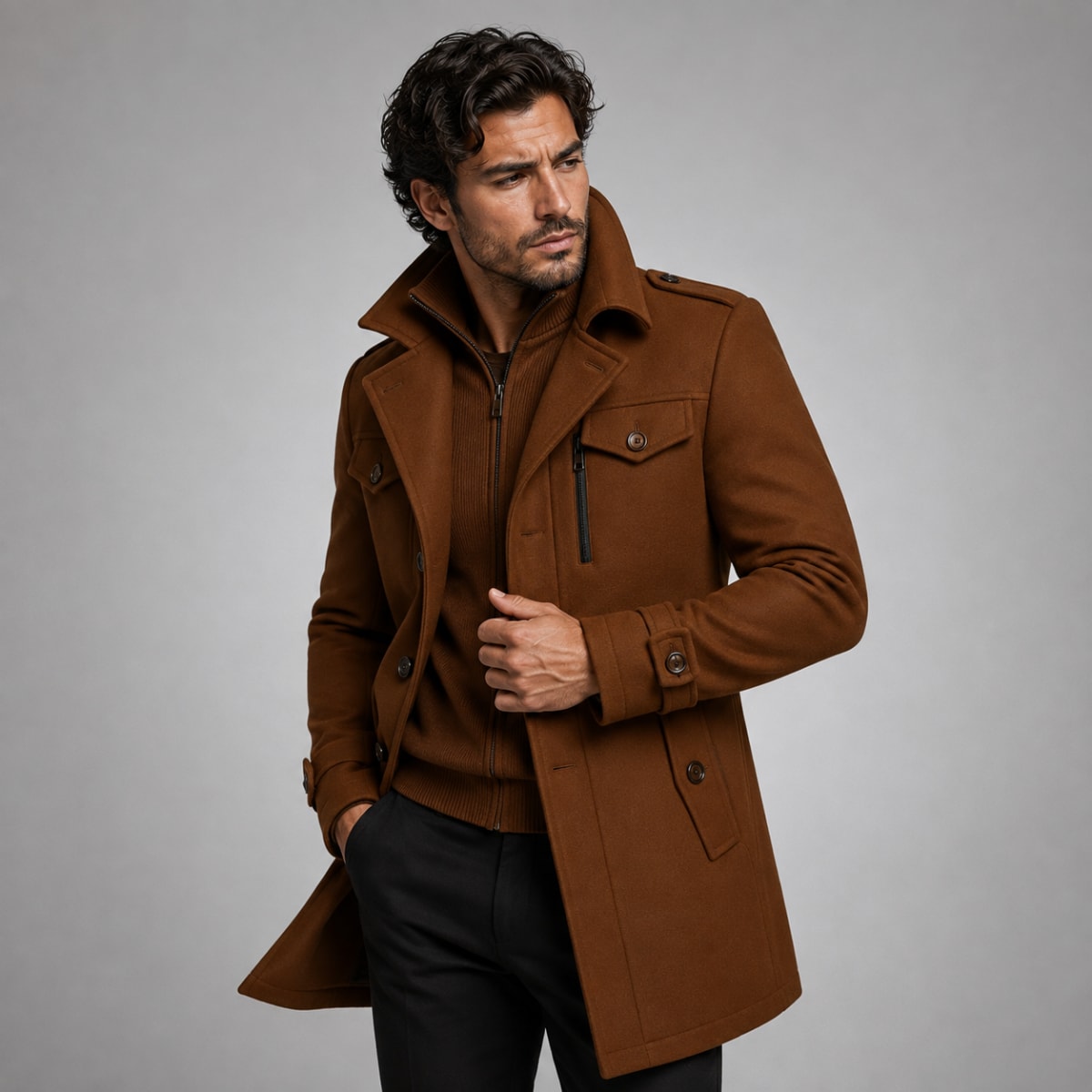 Men's Double Collar Winter Coat | Lennox_7