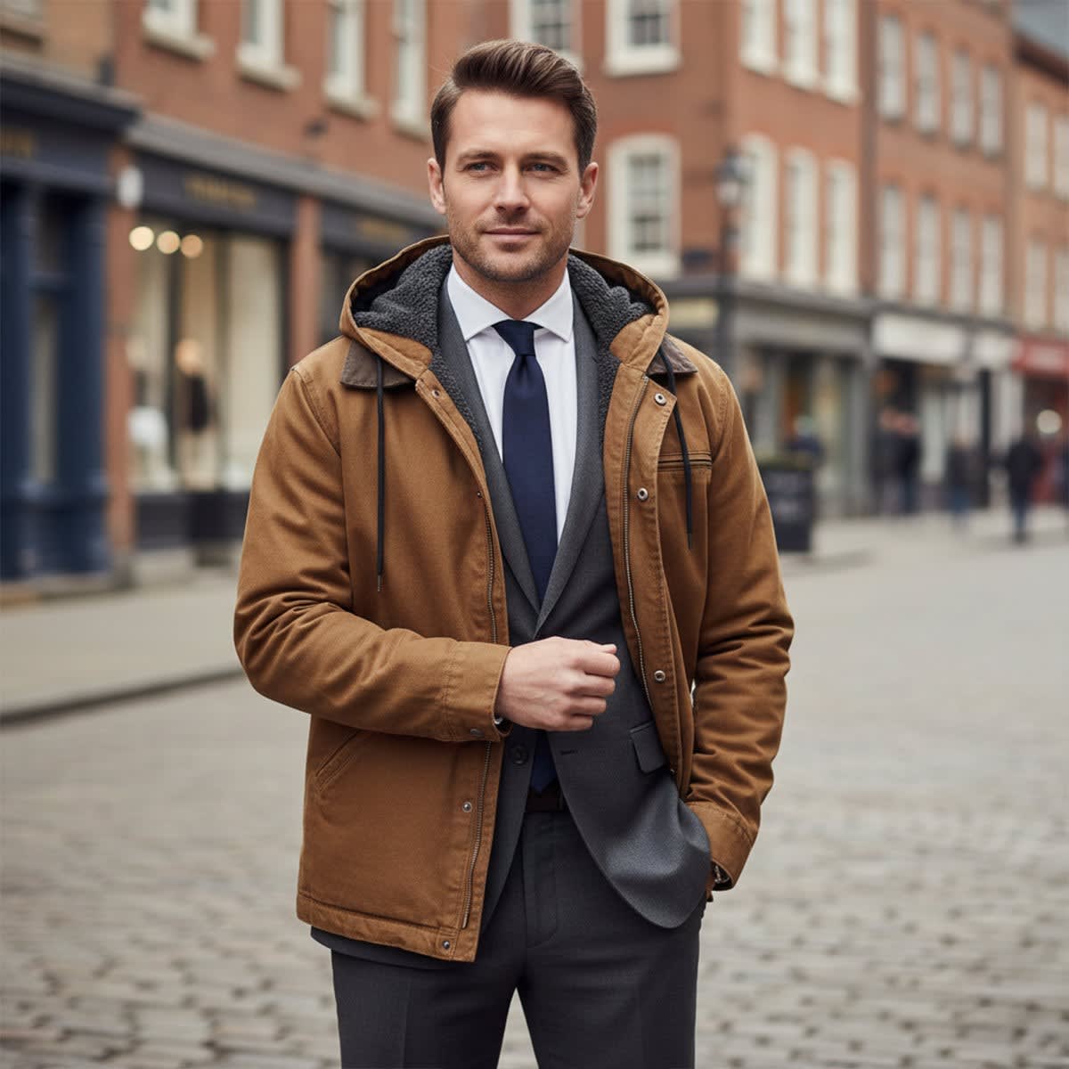 Men's Fleece Lined Hooded Jacket | Justin_10