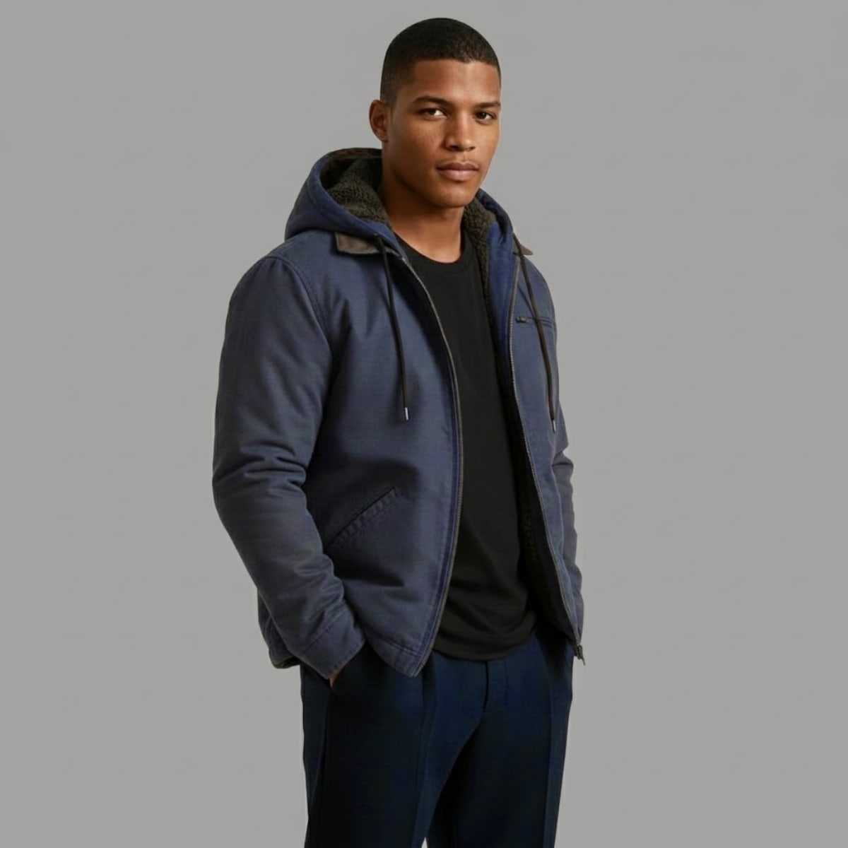 Men's Fleece Lined Hooded Jacket | Justin_14