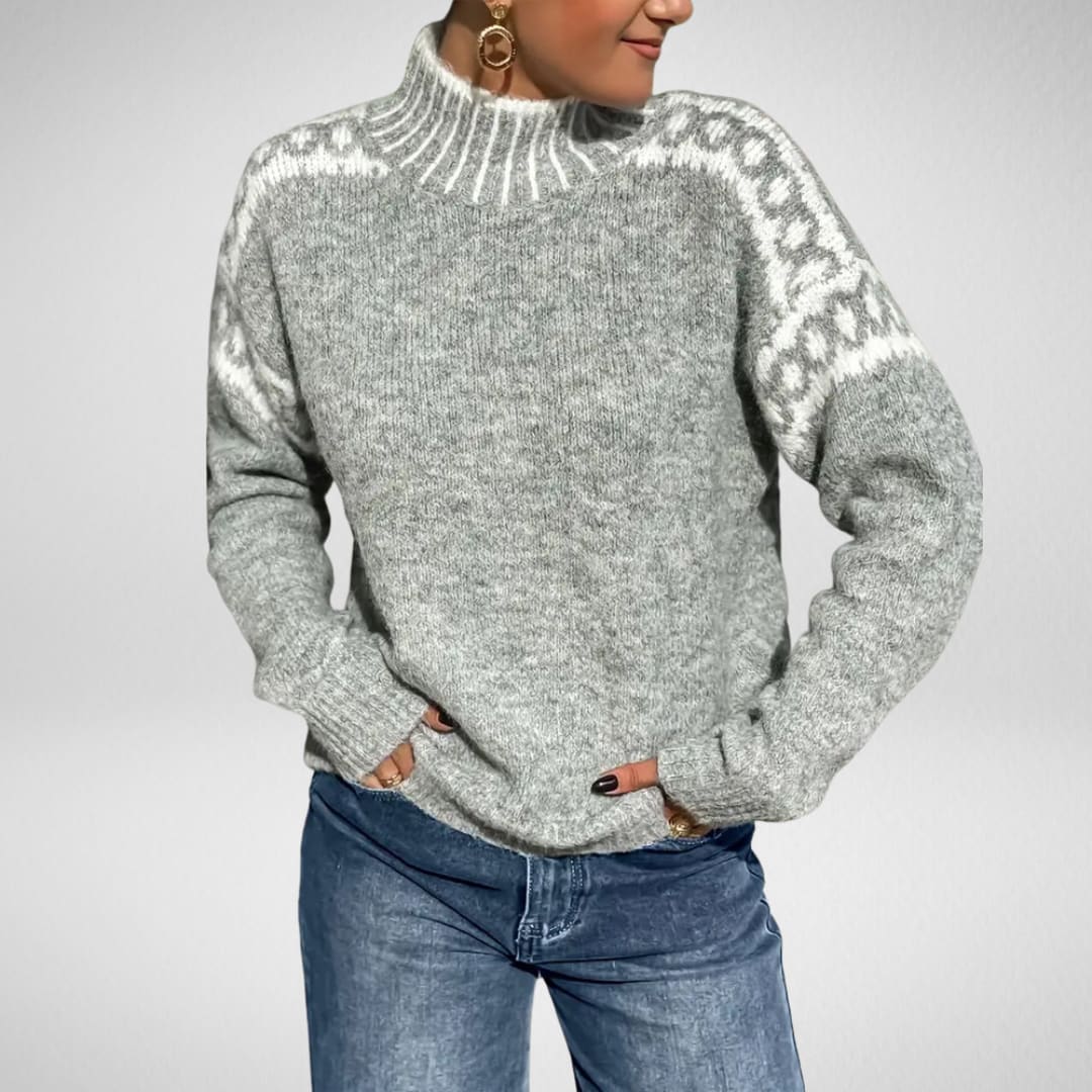 Women's Nordic Knit Mock Neck Jumper | Justine_2