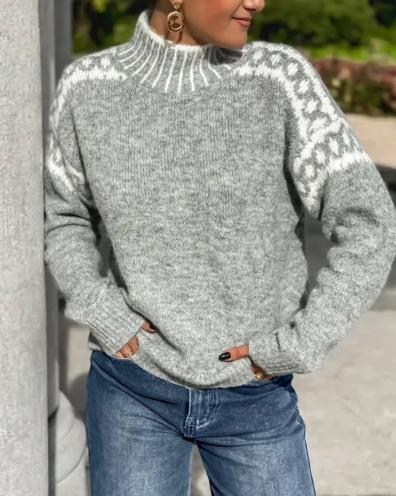 Women's Nordic Knit Mock Neck Jumper | Justine_3