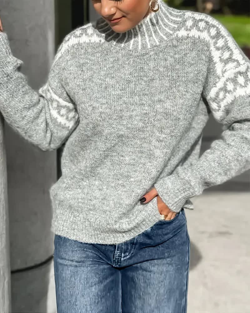 Women's Nordic Knit Mock Neck Jumper | Justine_5