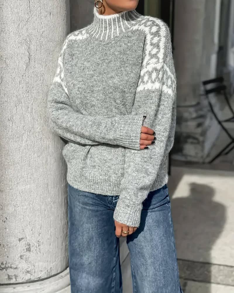 Women's Nordic Knit Mock Neck Jumper | Justine_7