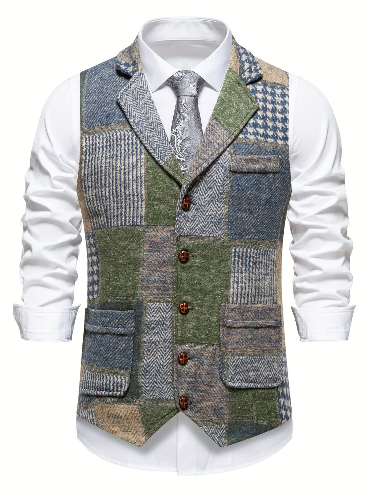 Men's Patchwork Tweed Waistcoat | Constantine_15