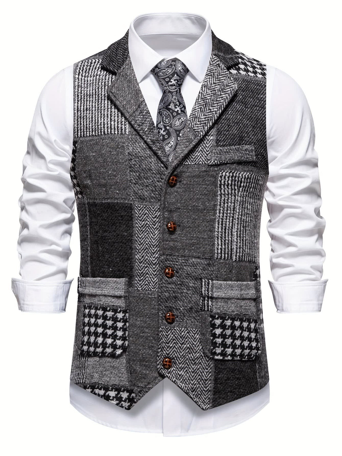 Men's Patchwork Tweed Waistcoat | Constantine_2