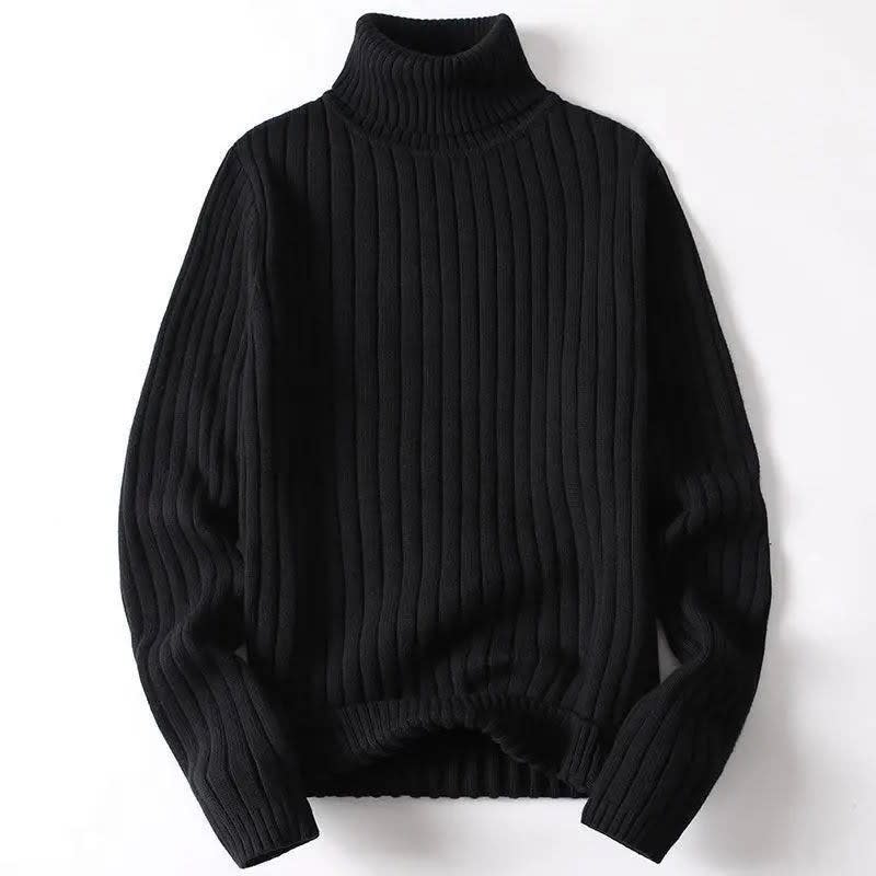Men's Ribbed Cotton Blend Turtleneck Jumper | Harry_5