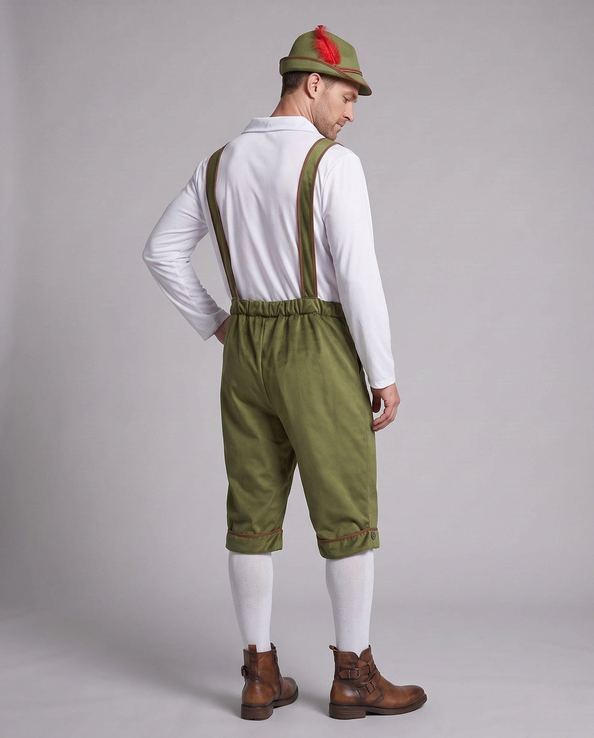 Men's Knee Length Embroidered Lederhosen Shorts | Aengus_3