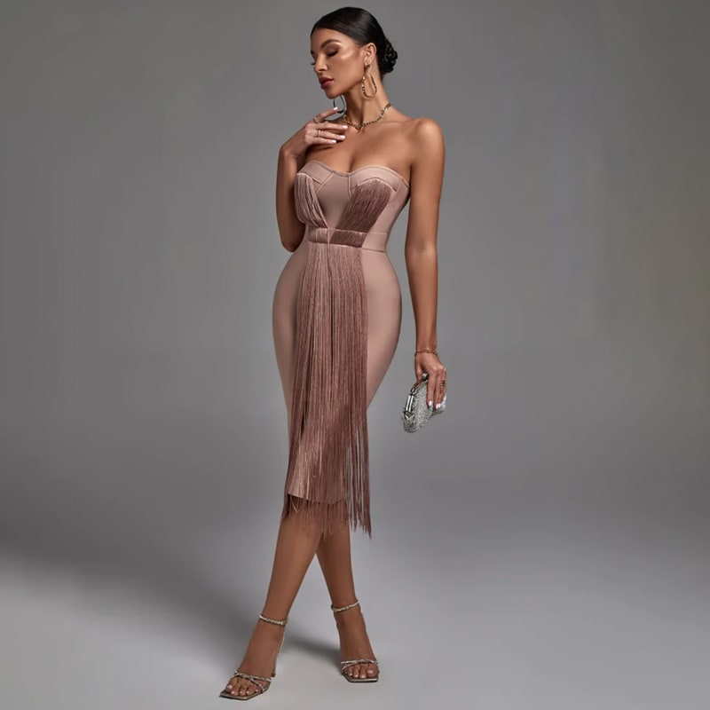 Women's Fringe Bandage Party Midi Dress | Juliet_1