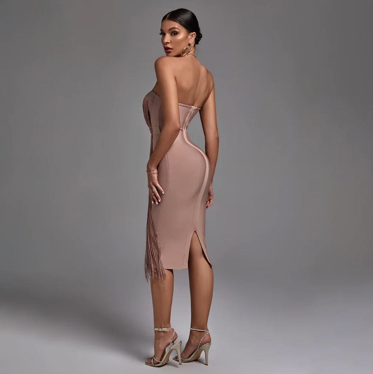 Women's Fringe Bandage Party Midi Dress | Juliet_5