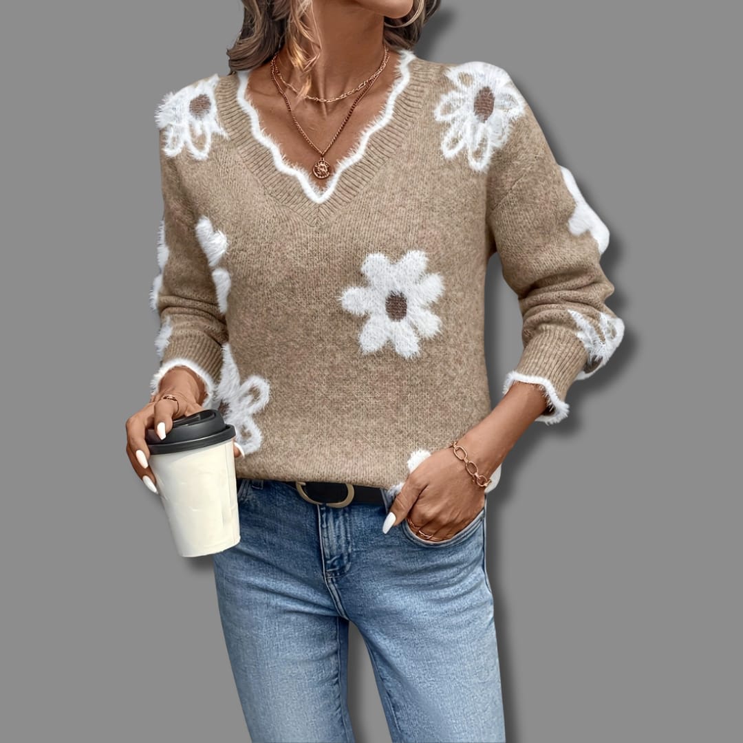 Women's Floral V-Neck Jumper | Tilly_4