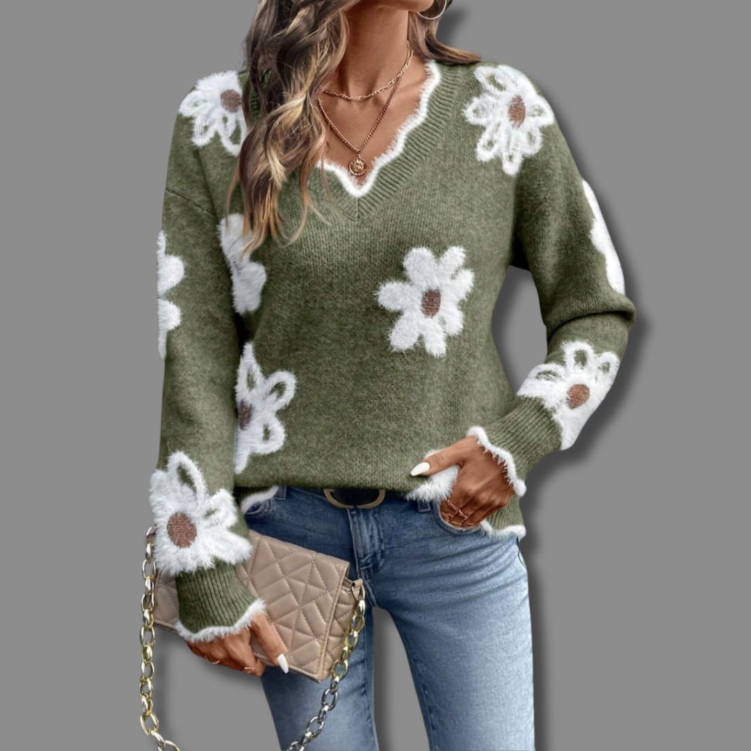 Women's Floral V-Neck Jumper | Tilly_5