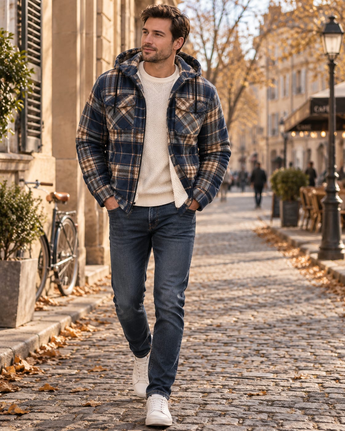 Men's Checked Sherpa Lined Hooded Jacket | Gareth_4