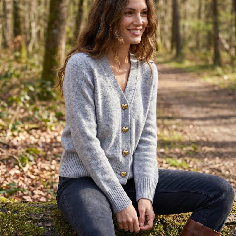 Women's V-Neck Button Front Cardigan | Jenifry_1