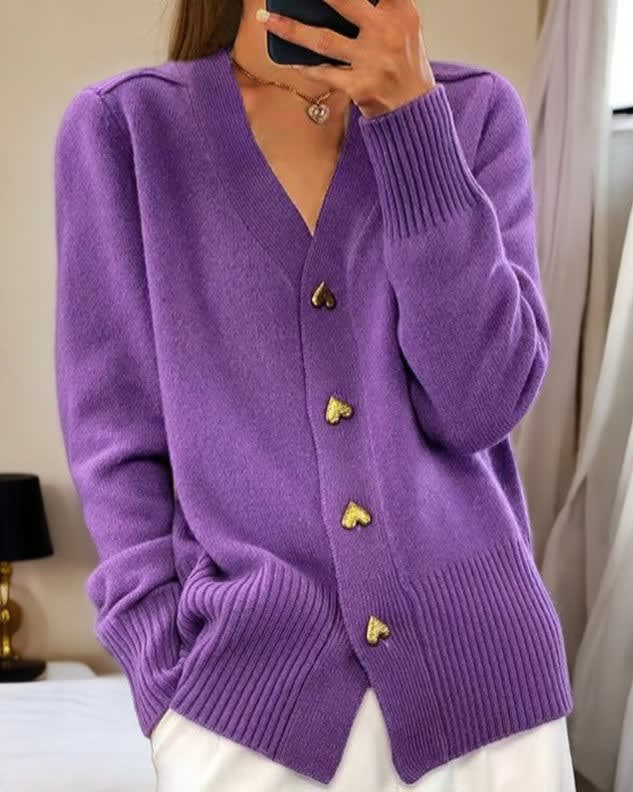 Women's V-Neck Button Front Cardigan | Jenifry_4