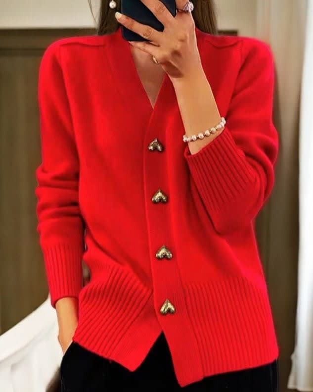 Women's V-Neck Button Front Cardigan | Jenifry_5