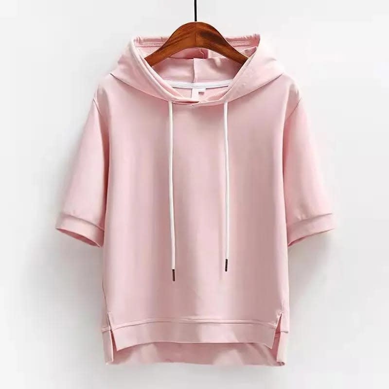 Women's Cotton Short Sleeve Hoodie | Clemence_1