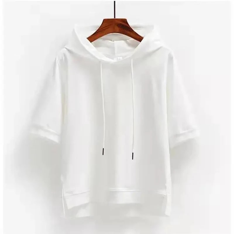Women's Cotton Short Sleeve Hoodie | Clemence_2
