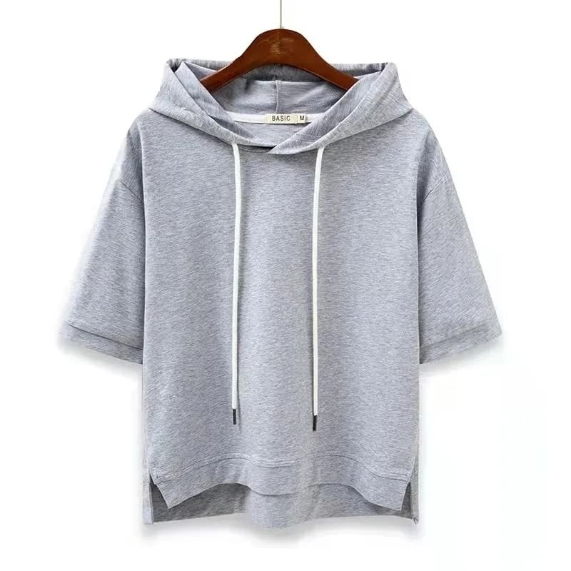 Women's Cotton Short Sleeve Hoodie | Clemence_4