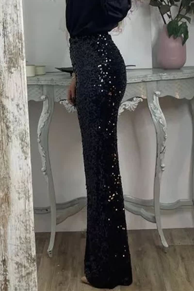 Women's Sequin Straight Leg Trousers | Clover_8