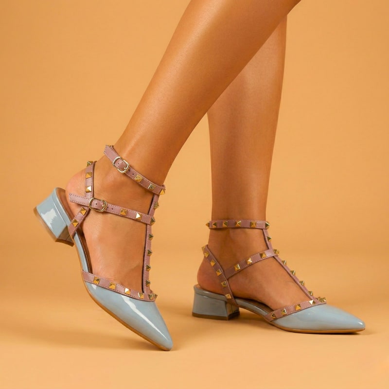 Women's Studded Ankle Strap Heels | Sileas_1