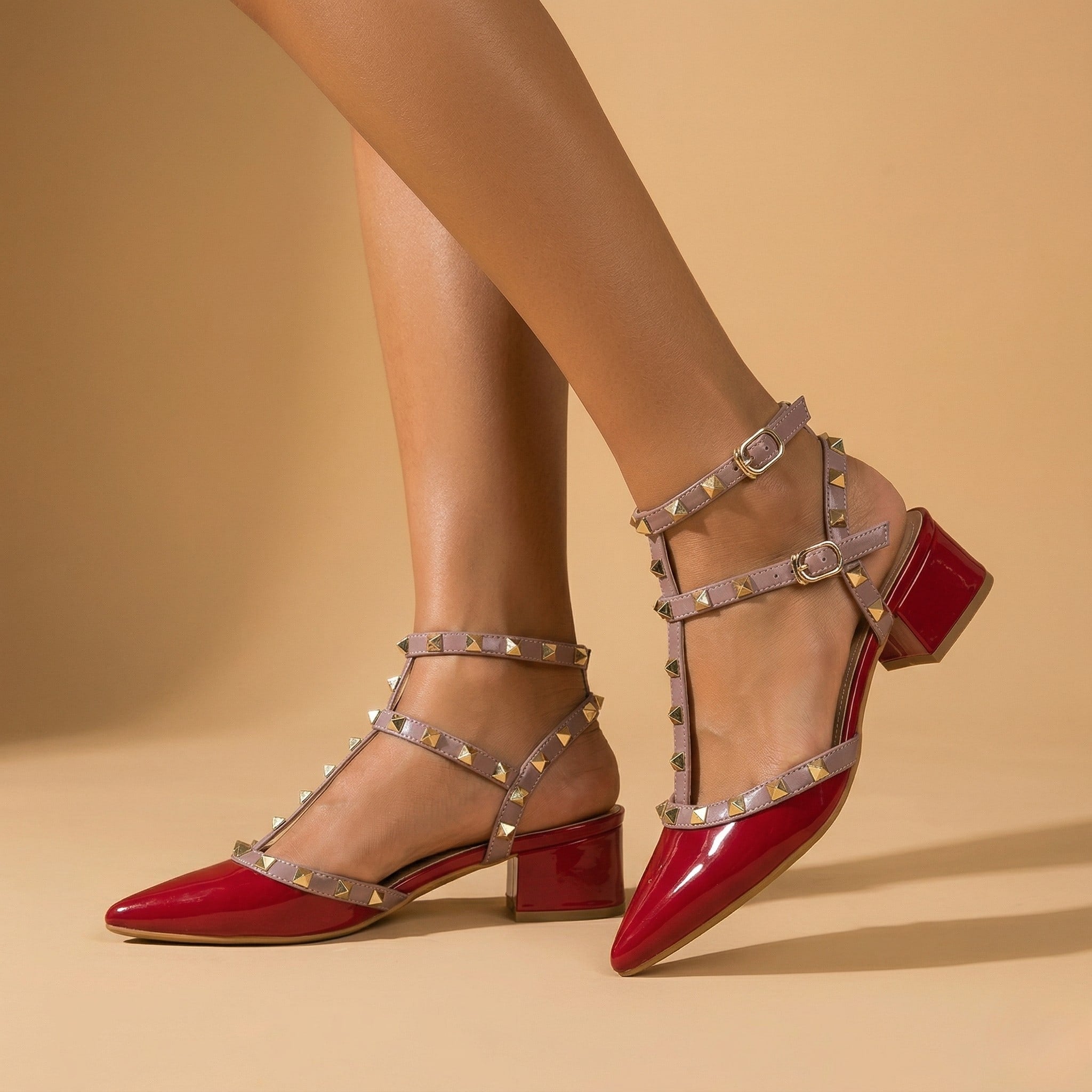 Women's Studded Ankle Strap Heels | Sileas_2