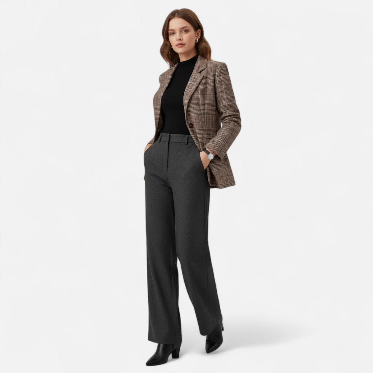 Women's Single Breasted Plaid Blazer | Jordan_2