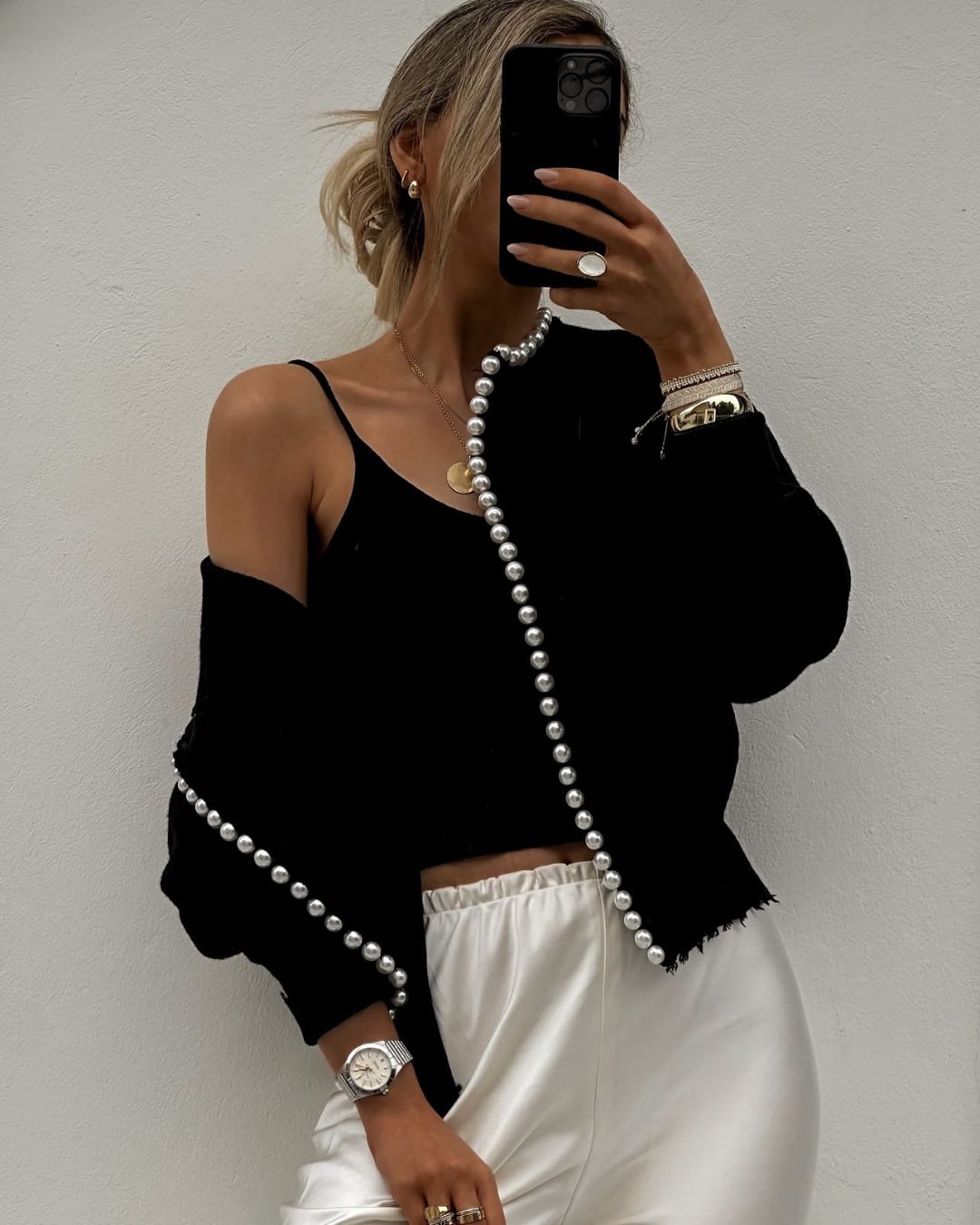 Women's Pearl Trim Knit Cardigan | Talwyn_3