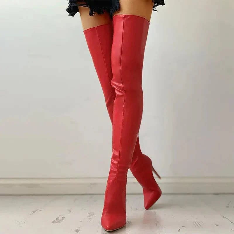 Women's Faux Leather Thigh High Stiletto Boots | Felicity_2