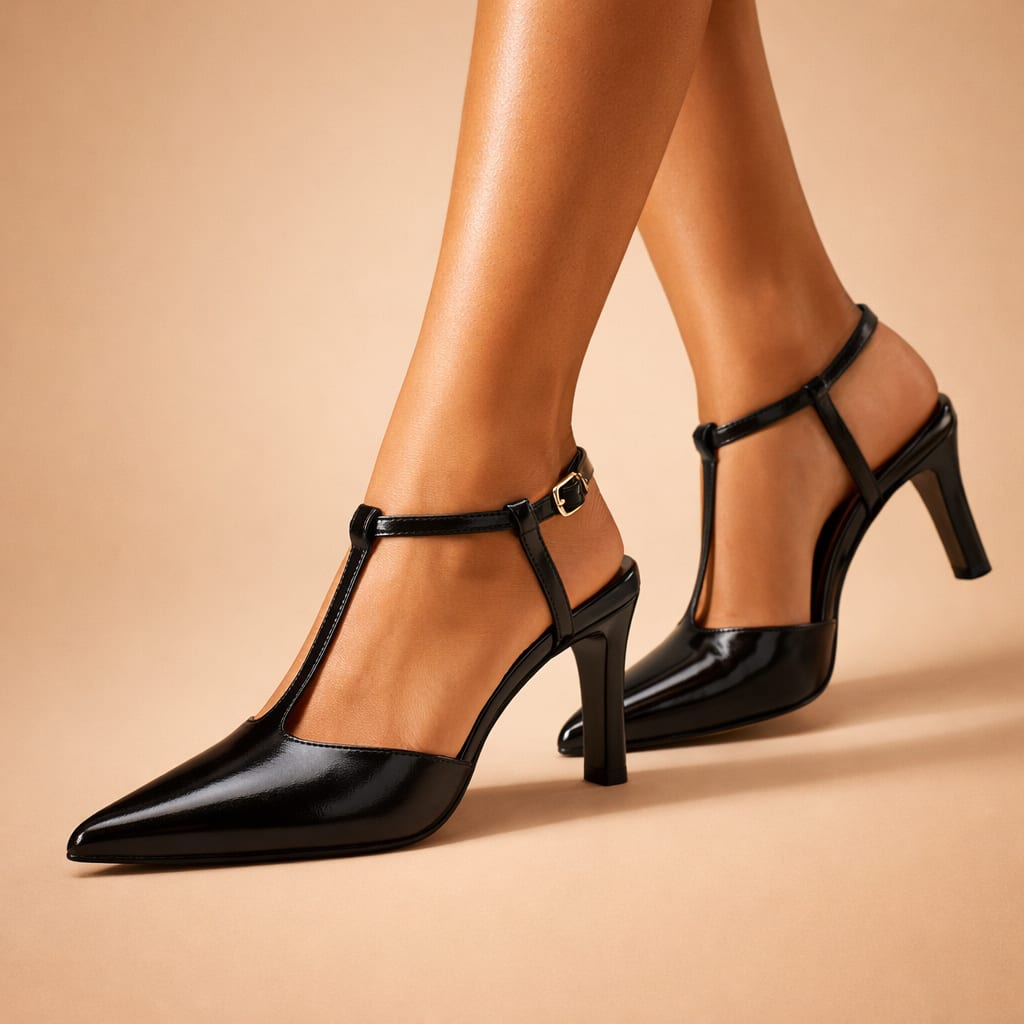 Women's Leather T-Bar Slingback Heels | Struana_4