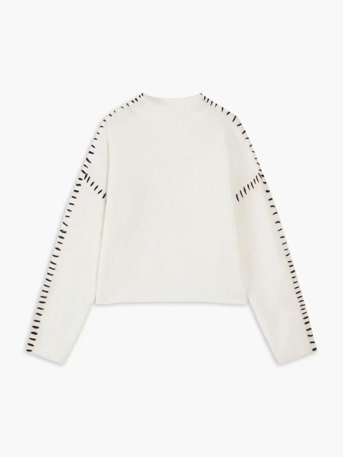 Women's Oversized Whipstitch Mock Neck Jumper | Nadia_14