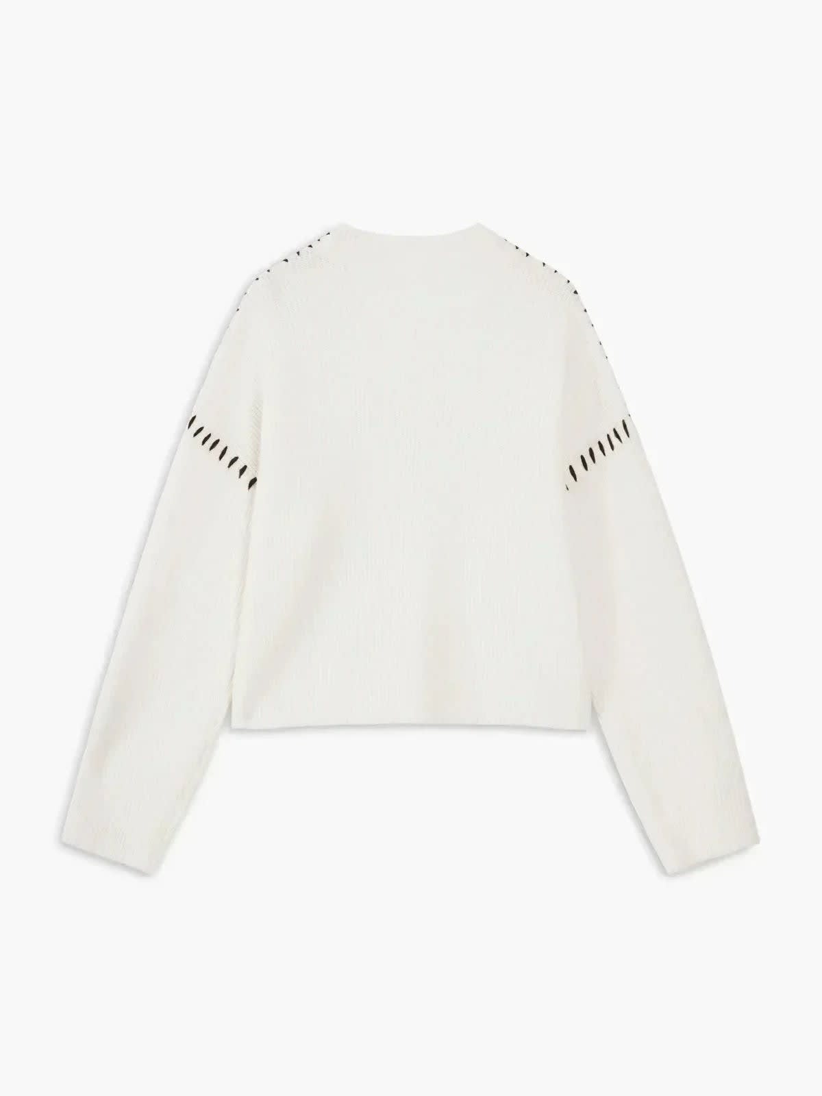 Women's Oversized Whipstitch Mock Neck Jumper | Nadia_15