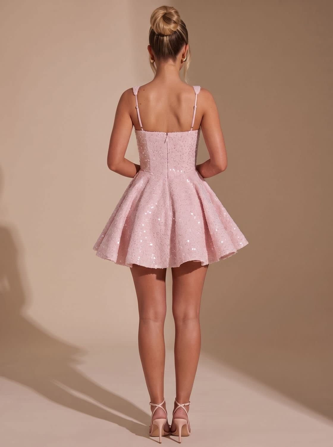 Women's Sequin Bow Christmas Party Mini Dress | Christina_5