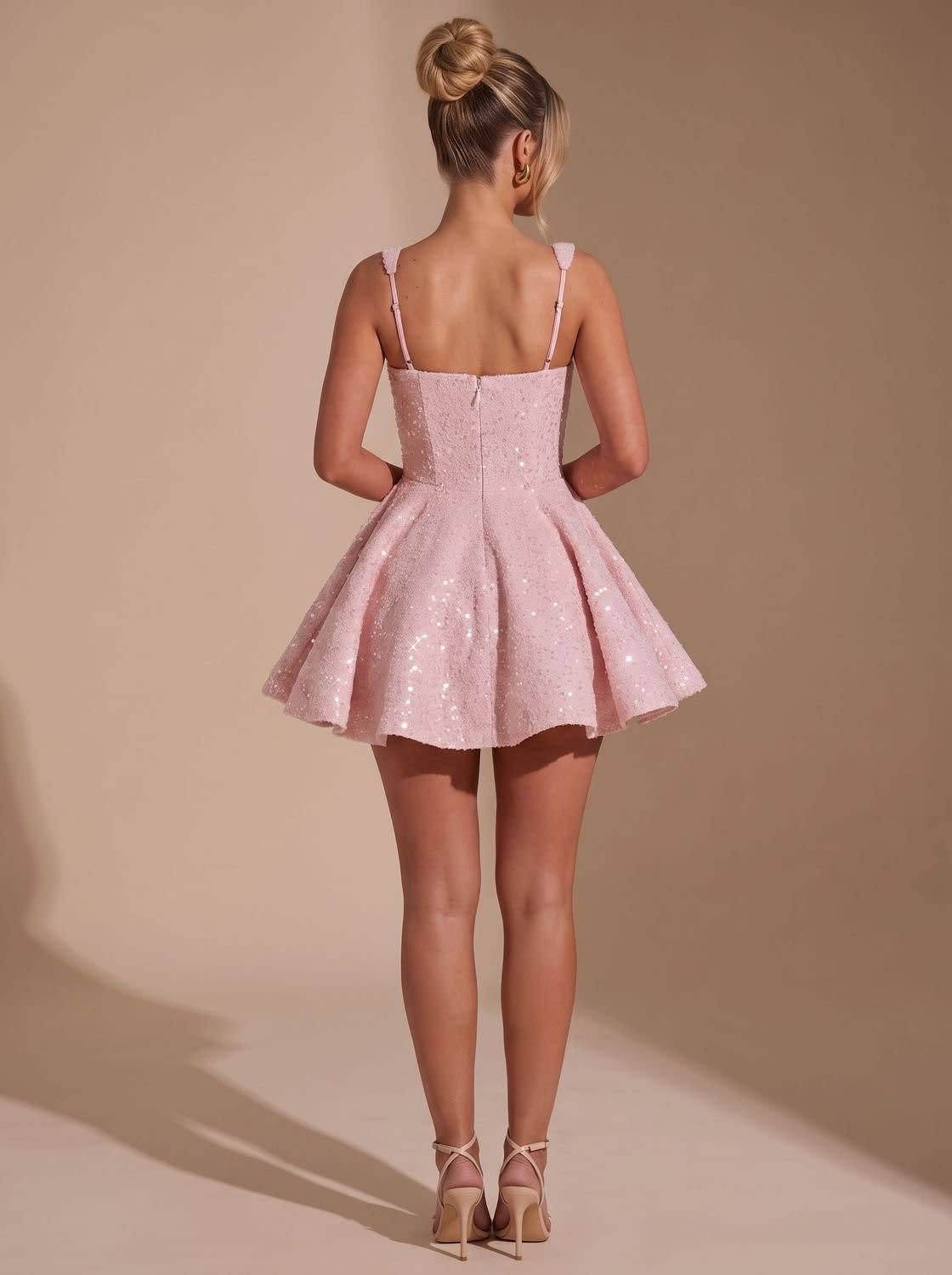 Women's Sequin Bow Christmas Party Mini Dress | Christina_7