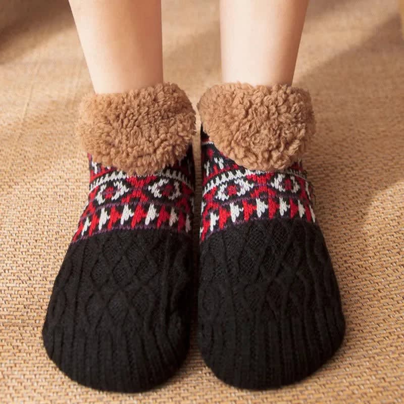 Women's Fleece Lined Knitted Slipper Socks | Beverley_10