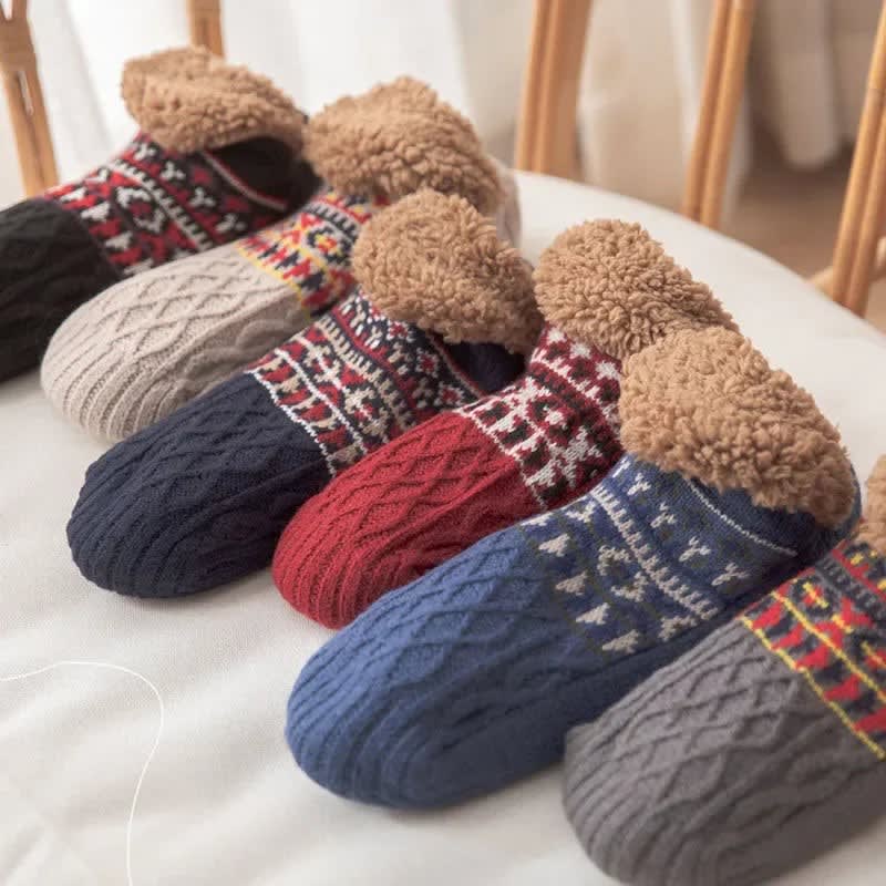 Women's Fleece Lined Knitted Slipper Socks | Beverley_12